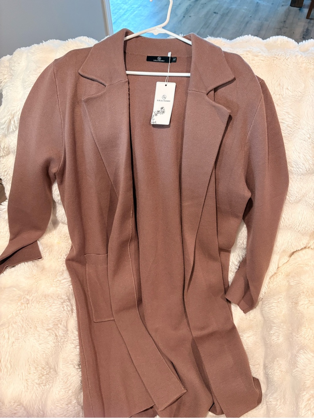 Lulu's Blush Mauve Open-Front Long Duster Coat